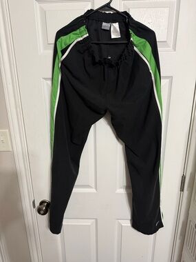 Nike Black Sweatpants with Green and White Side Stripes
